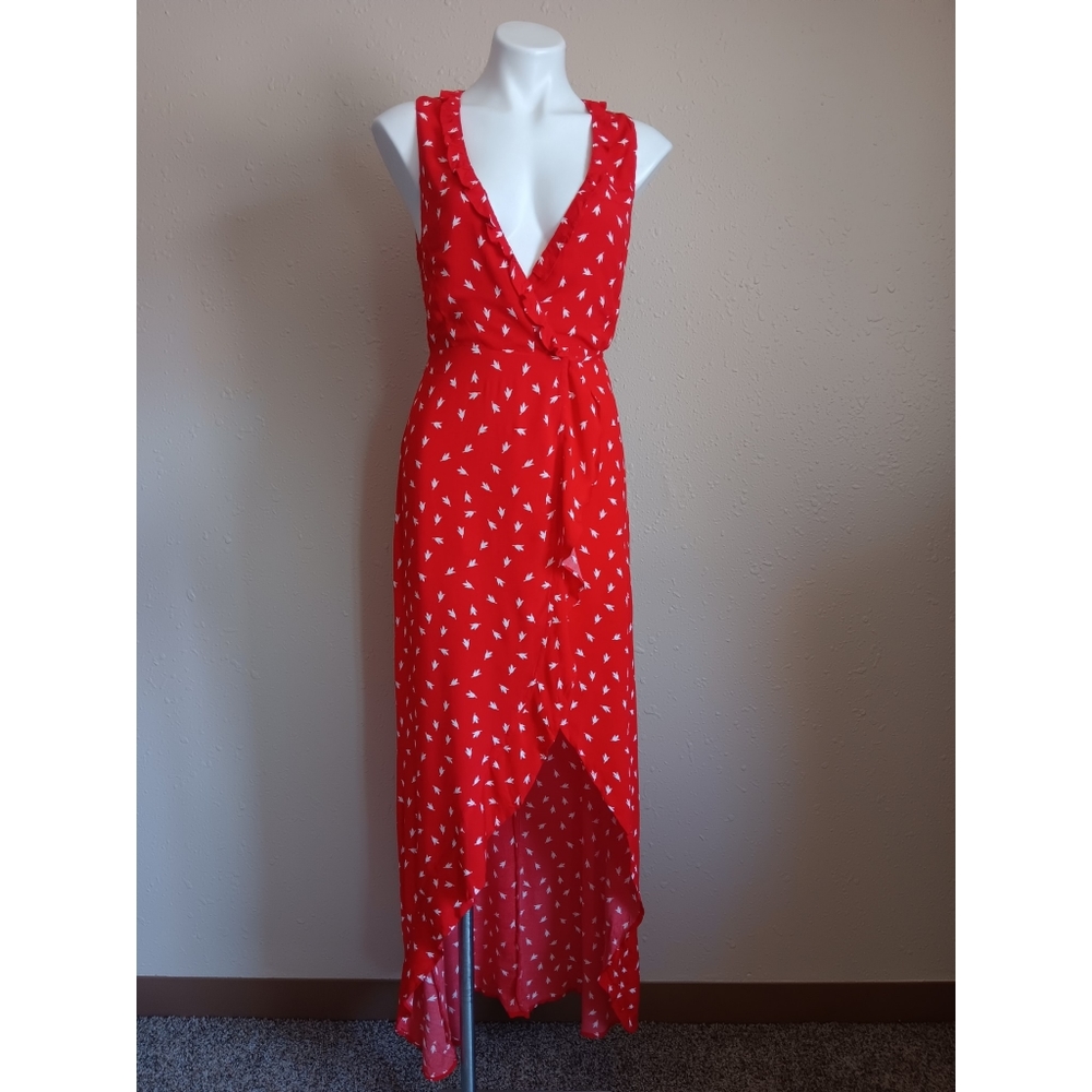 Vici Red Floral High-low Wrap Dress